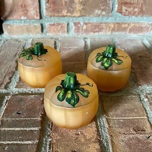 Set of 3 Orange Crystal Mini Pumpkin Candles